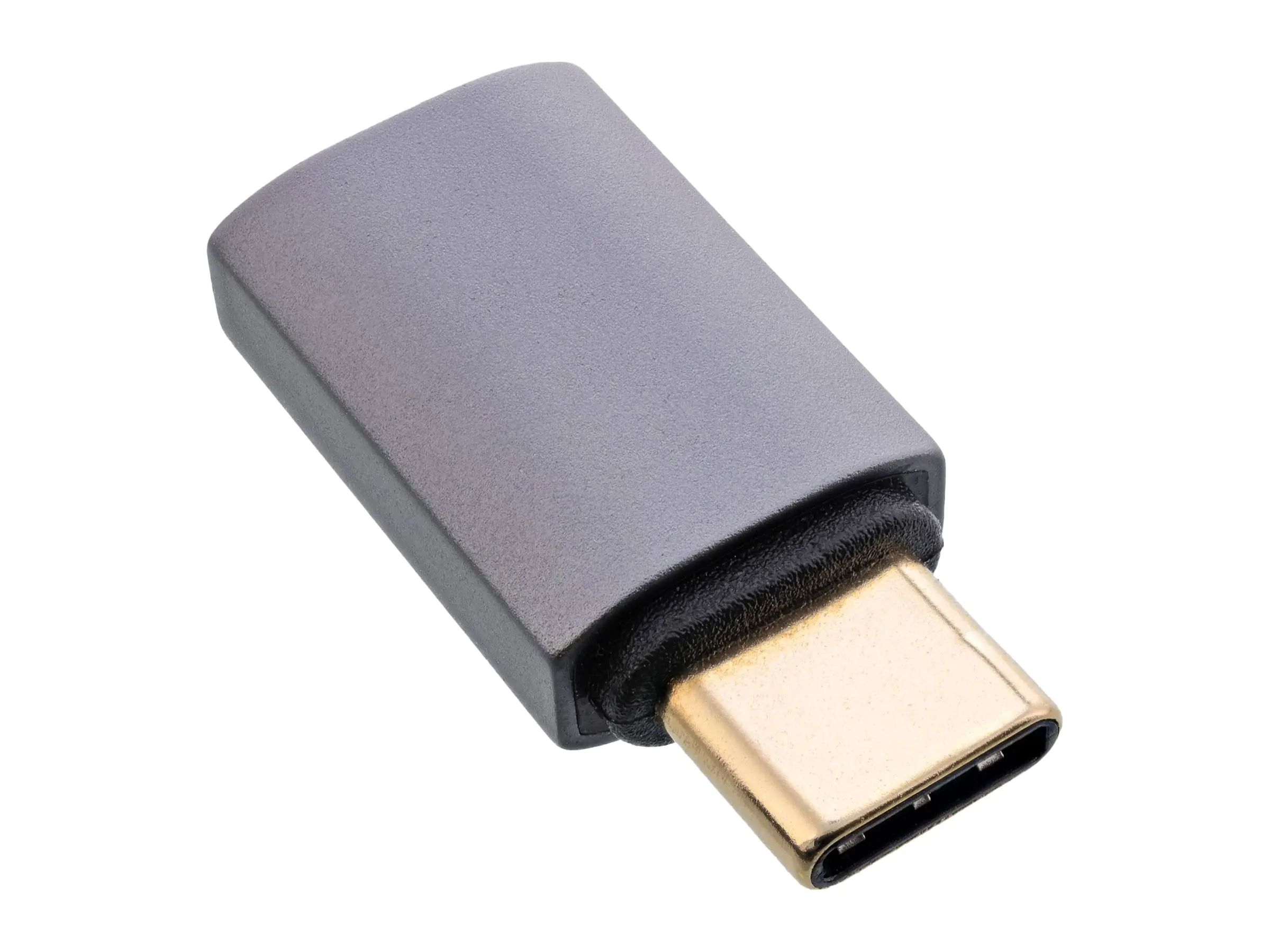 InLine - USB-Adapter - 24 pin USB-C (M) gerade zu 24 pin USB-C (W) gerade - USB4 - 48 V - 5 A - Grau