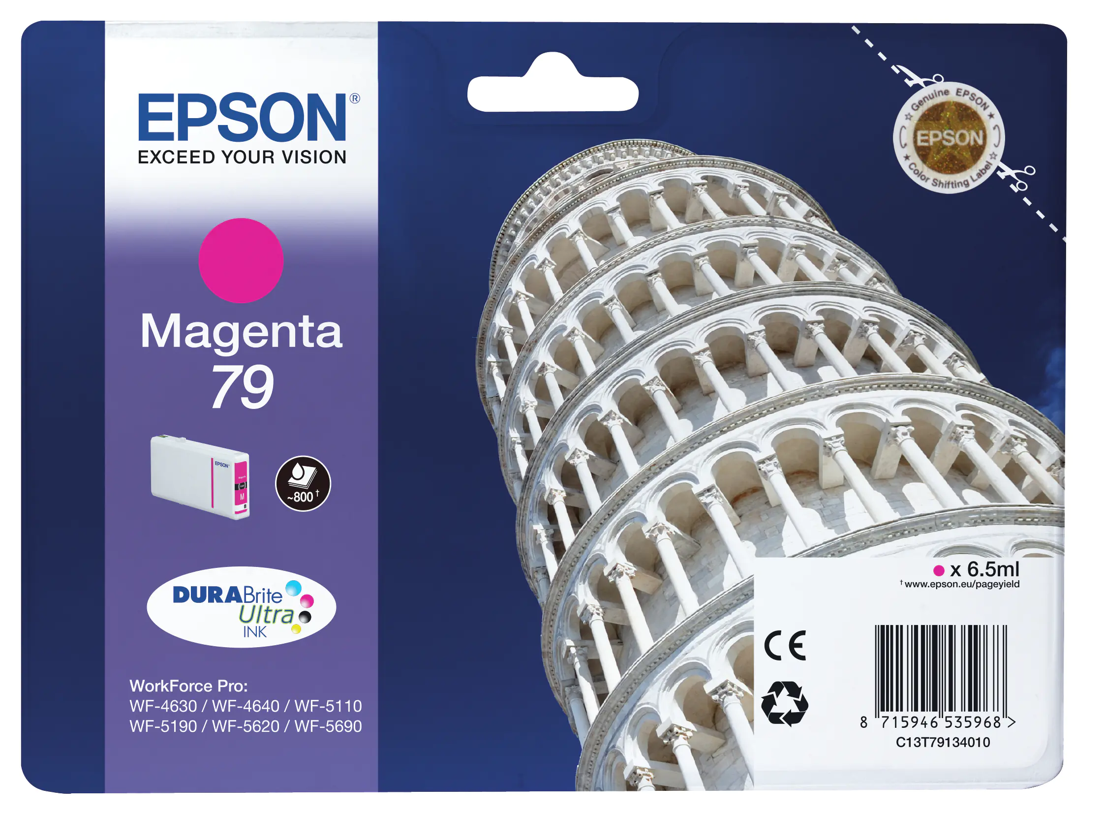 Epson 79 - 6.5 ml - Magenta - Original - Tintenpatrone - für WorkForce Pro WF-4630DWF, WF-4640DTWF, WF-5110DW, WF-5190DW, WF-5620DWF, WF-5690DWF Epson 79 - 6.5 ml - Magenta - Original - Tintenpatrone - für WorkForce Pro WF-4630DWF, WF-4640DTWF, WF-5110DW, WF-5190DW, WF-5620DWF, WF-5690DWF
