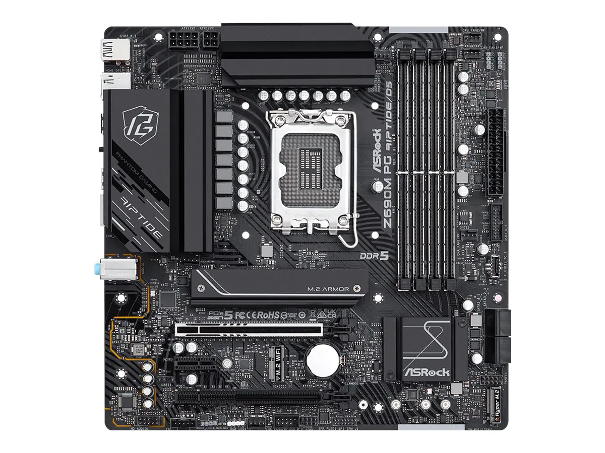 ASRock Z690M PG Riptide/D5 - Motherboard - micro ATX - LGA1700-Sockel - Z690 Chipsatz - USB-C Gen2, USB 3.2 Gen 1, USB 3.2 Gen 2 - 2.5 Gigabit LAN - Onboard-Grafik (CPU erforderlich) - HD Audio (8-Kanal)