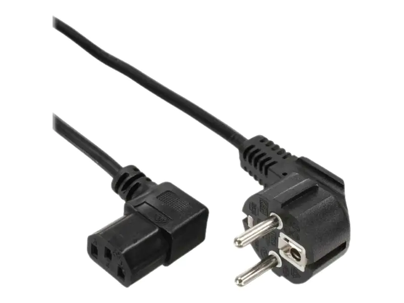 InLine - Stromkabel - power CEE 7/7 (S) gewinkelt zu power IEC 60320 C13 gewinkelt - 30 cm - Schwarz