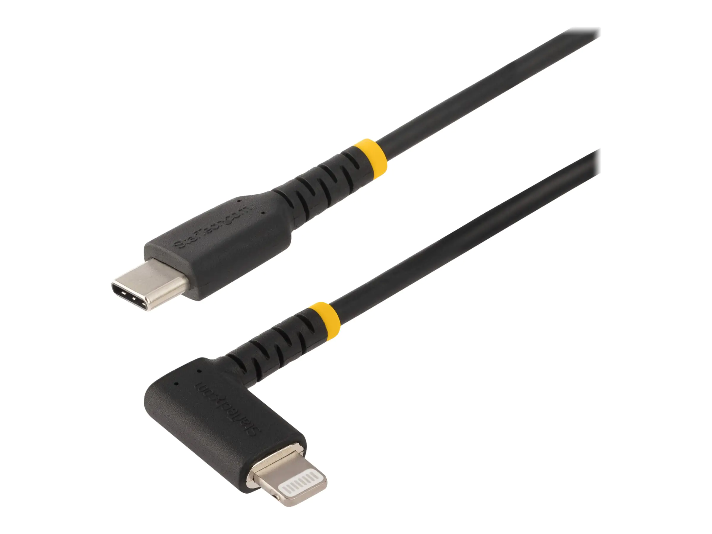 StarTech 6ft (2m) Durable USB-C to Lightning Cable - Right-Angled Heavy Duty Aramid Fiber USB Type-C to Lightning Charging/Sync Cord - Apple MFi Certified - Rugged iPhone Lightning Cable - Lightning-Kabel - 24 pin USB-C männlich zu Lightning männlich - 2