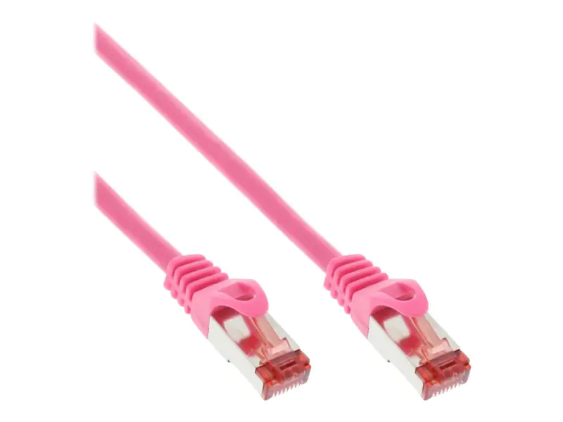 InLine - Patch-Kabel - RJ-45 (M) zu RJ-45 (M) - 30 cm - SSTP-Kabel - CAT 6 - geformt - pink