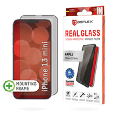 DISPLEX Privacy Panzerglas (10H) für Apple iPhone 13 mini - Eco-Montagerahmen - Privacy Filter - Te