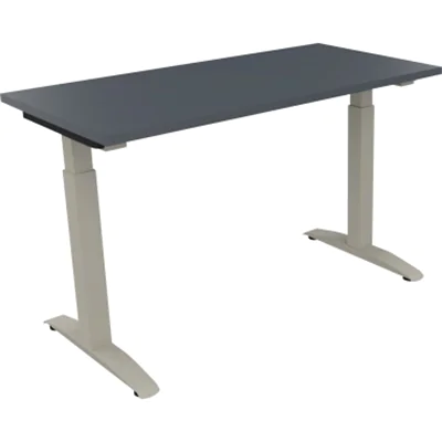 Schreibtisch Kufe Einzels. Quadrat B1200xT600xH650-850 si/Lavagrau Schreibtisch Kufe Einzels. Quadrat B1200xT600xH650-850 si/Lavagrau