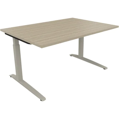 Schreibtisch Kufe Einzels. Quadrat B1400xT1000xH650-850 si/Eiche Natur Schreibtisch Kufe Einzels. Quadrat B1400xT1000xH650-850 si/Eiche Natur