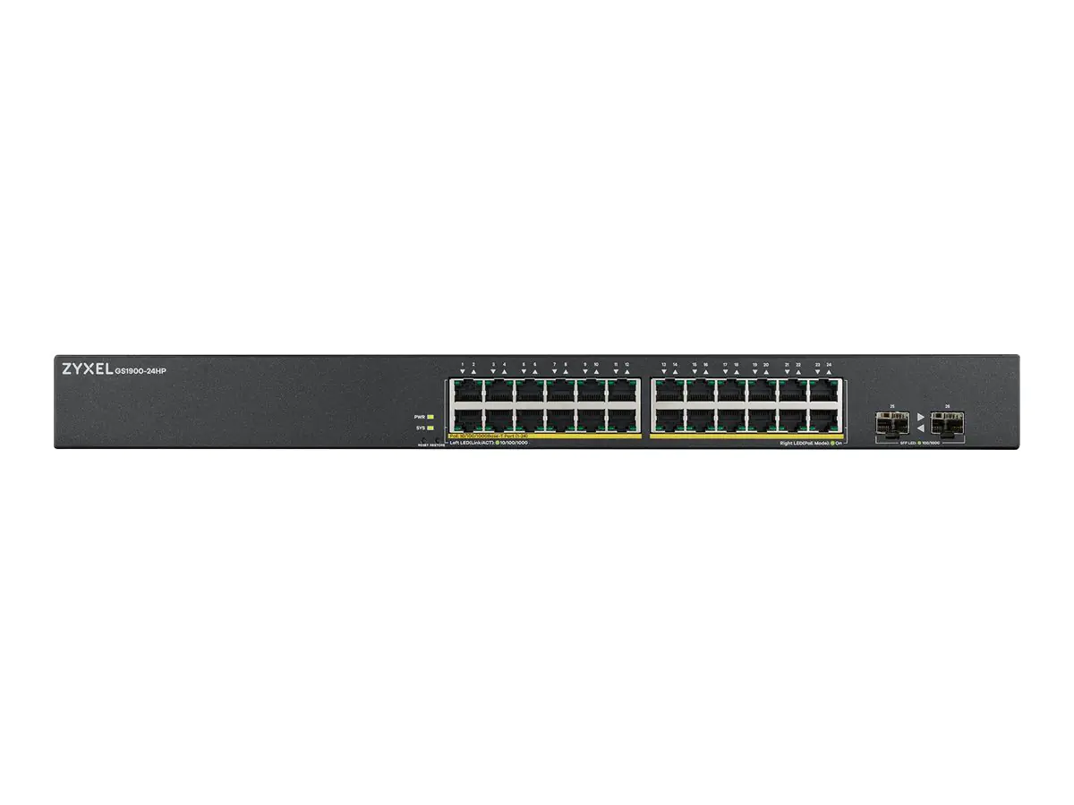 Zyxel GS1900-24HPv2 - Switch - Smart - 24 x 10/100/1000 (PoE) + 2 x 10/100/1000 - an Rack montierbar, wandmontierbar - PoE (170 W)