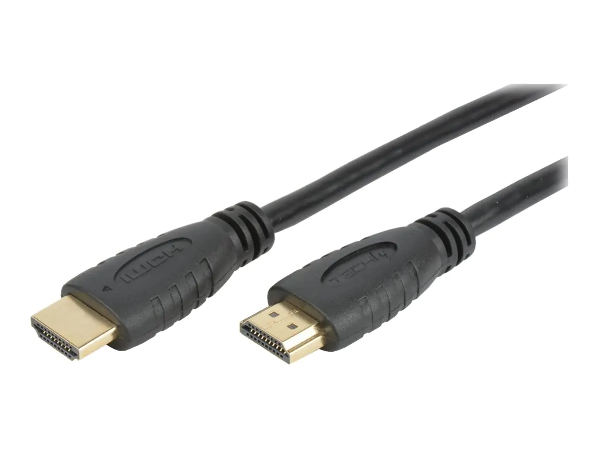 TECHly - HDMI-Kabel mit Ethernet - HDMI männlich zu HDMI männlich - 50 cm - Doppelisolierung - Schwarz - geformt