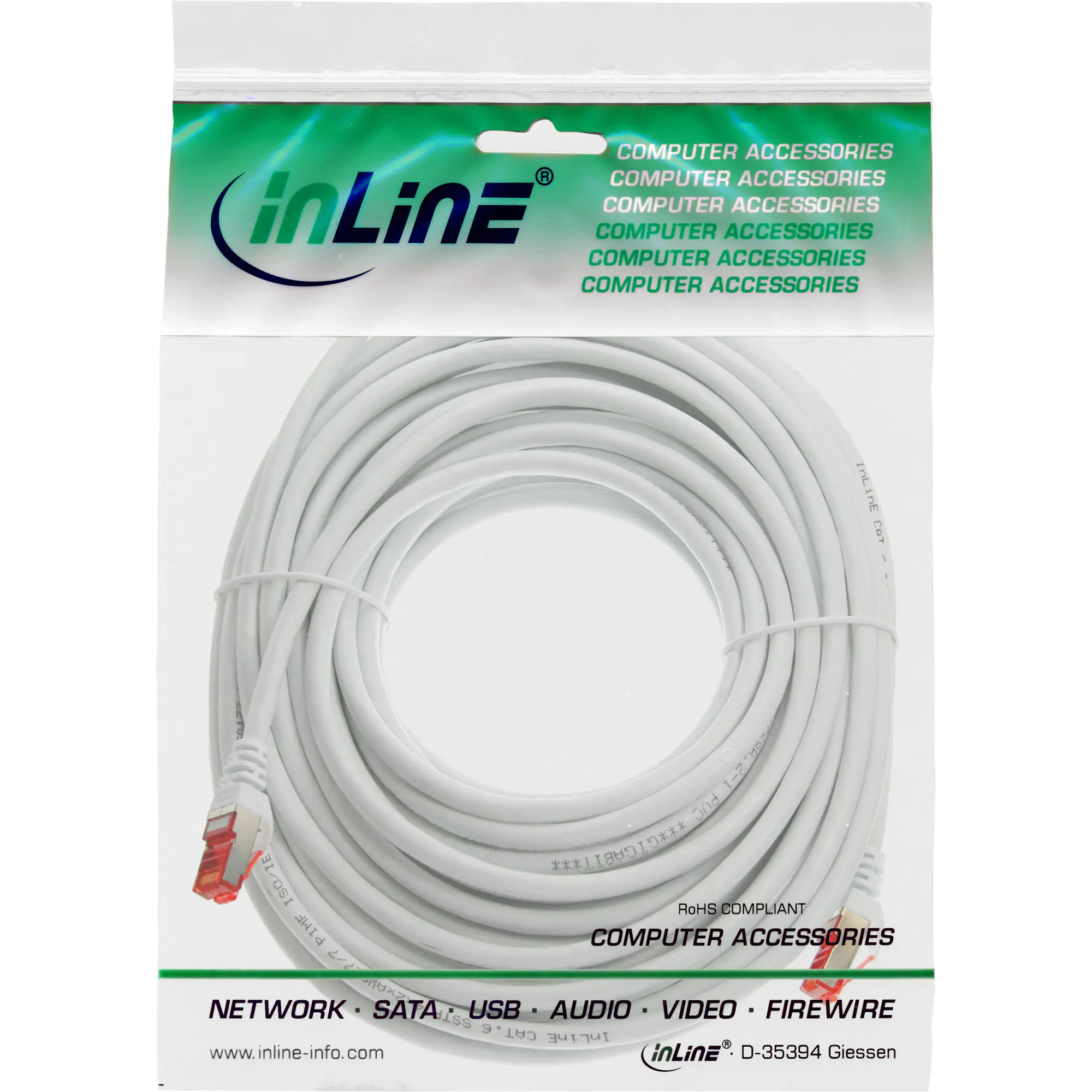 InLine Patchkabel - S/FTP (PiMf) - Cat.6 - 250MHz - PVC - Kupfer - weiß - 20m 76420W