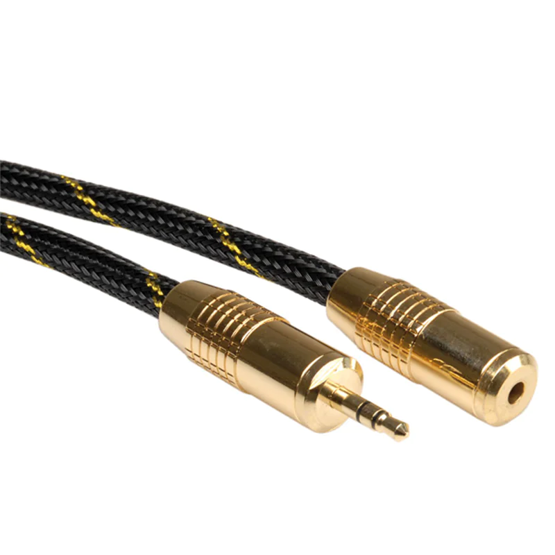 Roline Gold - Audioverlängerungskabel - mini-phone stereo 3.5 mm weiblich zu mini-phone stereo 3.5 mm männlich - 2.5 m - abgeschirmt - Schwarz, Gold Roline Gold - Audioverlängerungskabel - mini-phone stereo 3.5 mm weiblich zu mini-phone stereo 3.5 mm männlich - 2.5 m - abgeschirmt - Schwarz, Gold