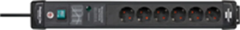 Brennenstuhl 1951160401, 3 m, Drinnen, Abgewinkelt, IP20, Schwarz, 6 AC-Ausgänge