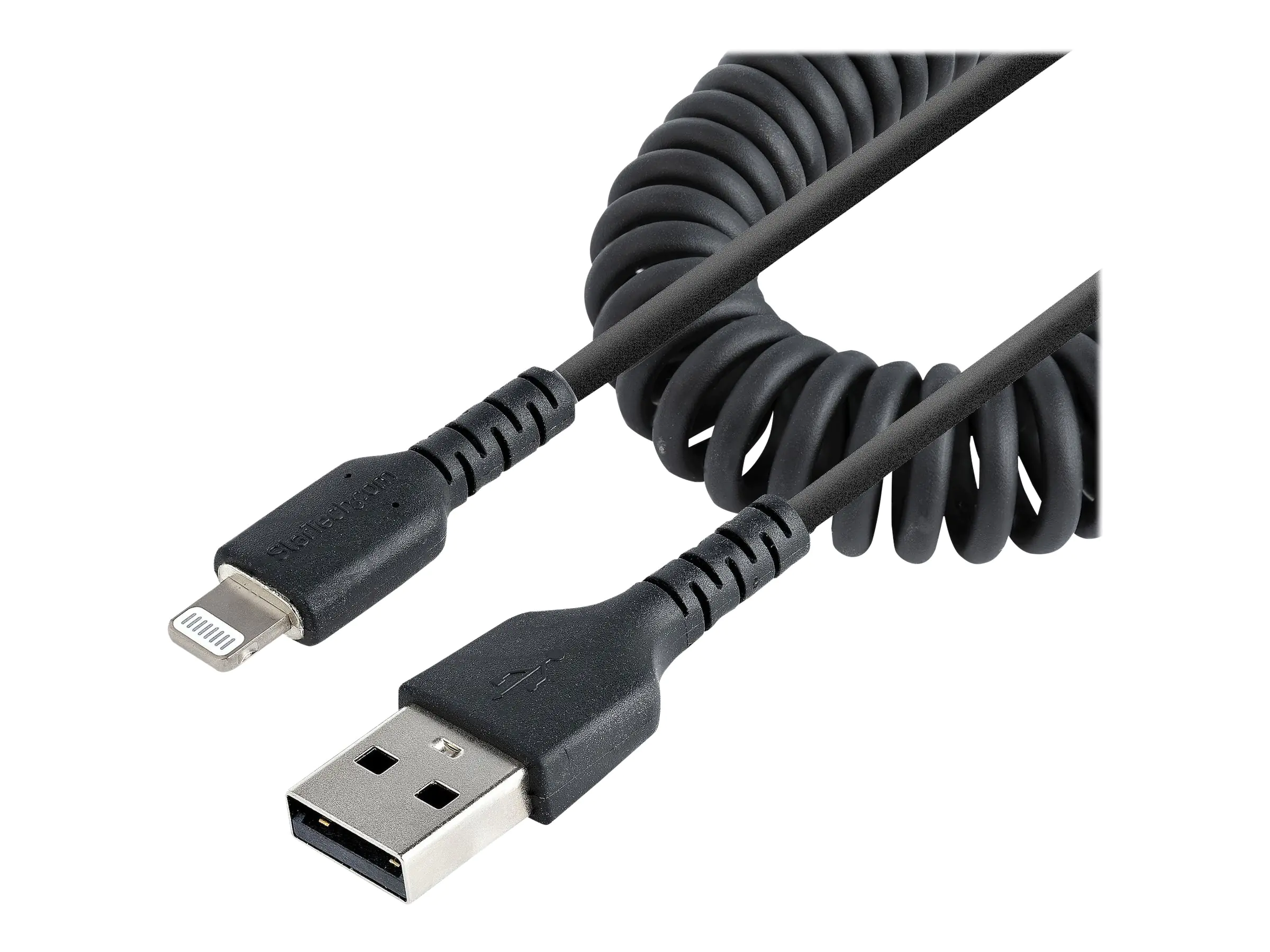 StarTech 1m USB auf Lightning Kabel, Spiralkabel, MFi zertifiziert, Schnellladekabel für iPhone/iPad, Schwarz, robuster TPE Mantel mit Aramidfaser, USB 2.0 Kabel (RUSB2ALT1MBC) - Lightning-Kabel - USB männlich zu Lightning männlich - 1 m - Schwarz - gewic StarTech 1m USB auf Lightning Kabel, Spiralkabel, MFi zertifiziert, Schnellladekabel für iPhone/iPad, Schwarz, robuster TPE Mantel mit Aramidfaser, USB 2.0 Kabel (RUSB2ALT1MBC) - Lightning-Kabel - USB männlich zu Lightning männlich - 1 m - Schwarz - gewic