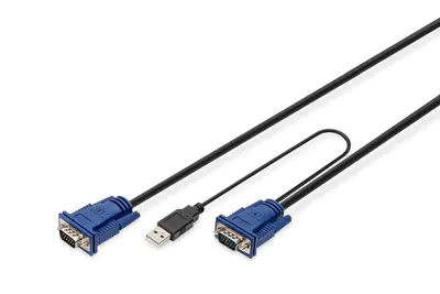 Digitus Octopus - Tastatur- / Video- / Maus- (KVM-) Kabel - HD-15 (VGA) (M) zu USB, PS/2 (M) - 5 m - Schwarz