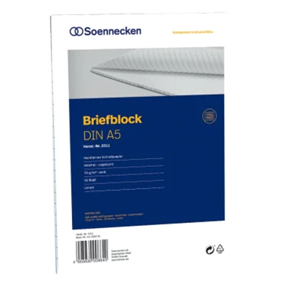 Soennecken Briefblock 2311 DIN A5 70g liniert 50Blatt weiß Soennecken Briefblock 2311 DIN A5 70g liniert 50Blatt weiß
