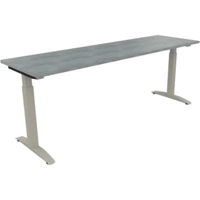 Schreibtisch Kufe Einzels. Quadrat B2000xT600xH650-850 si/Beton hell Schreibtisch Kufe Einzels. Quadrat B2000xT600xH650-850 si/Beton hell
