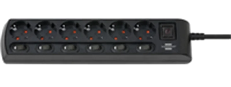 Brennenstuhl 1153110116, 2 m, Drinnen, IP20, Schwarz, 6 AC-Ausgänge, 16 A