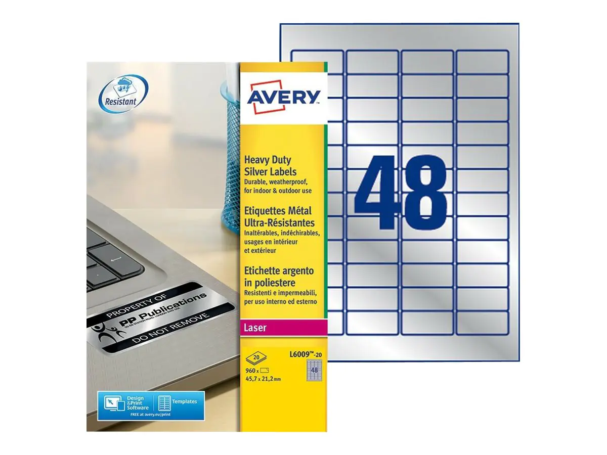 Avery Zweckform Typenschildetikett L6009-20 45,7x21,2mm 960 St./Pack.