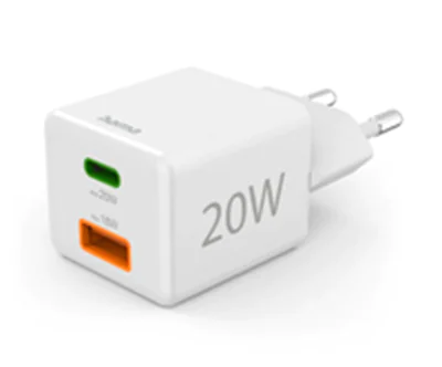 Hama - Netzteil - 20 Watt - 3 A - PD, QC 2.0, QC 3.0 - 2 Ausgabeanschlussstellen (USB Typ A, 24 pin USB-C) - weiß