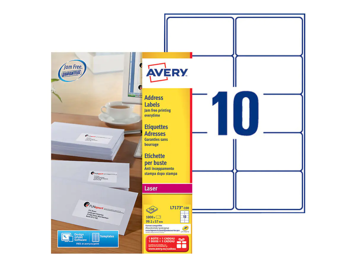 Avery Zweckform Adressetikett ultragrip 99,1 x 57 mm (B x H) Papier weiß 1.000 Etik./Pack.