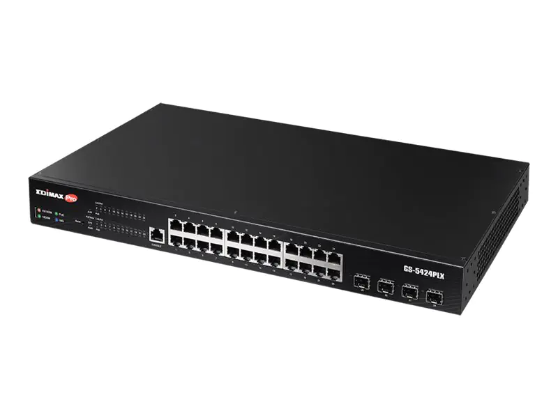 Edimax Pro GS-5424PLX - Switch - Smart - 24 x 10/100/1000 (PoE+) + 4 x 10 Gigabit SFP+ (Uplink) - an Rack montierbar - PoE+ (400 W)
