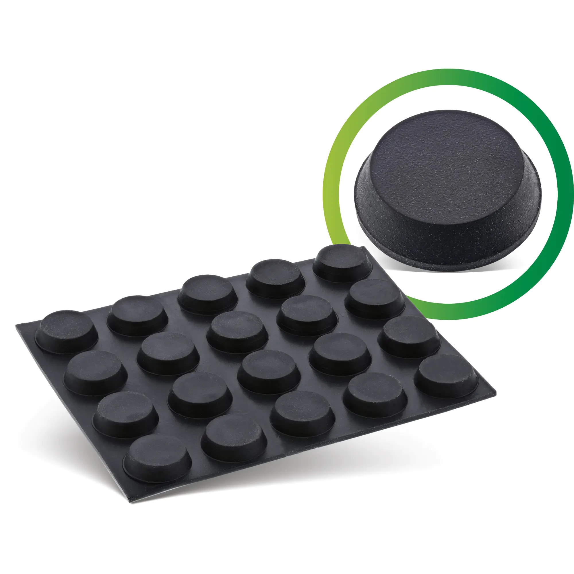 InLine - Gummifüße - flach, selbstklebend - Schwarz (Packung mit 20)