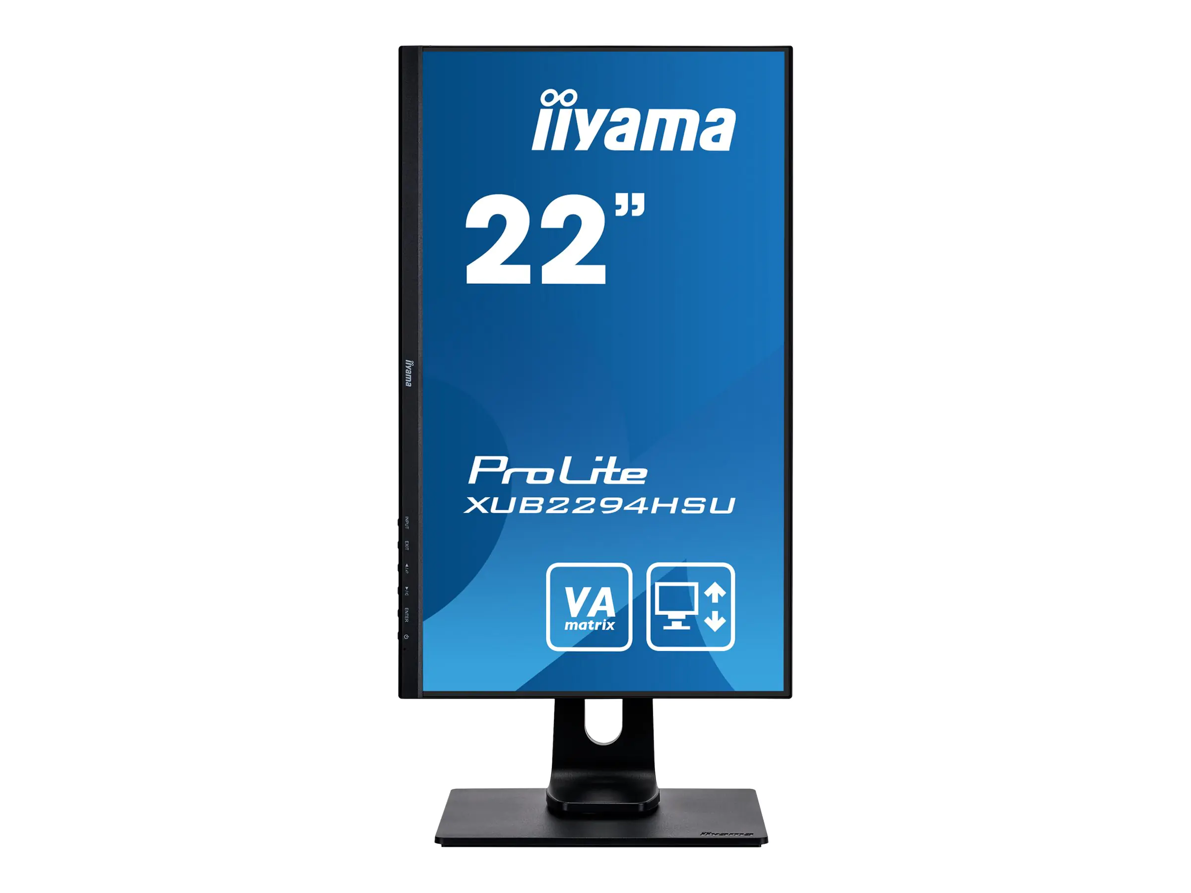 Iiyama ProLite XUB2294HSU-B1 - LED-Monitor - 55.9 cm (22") (21.5" sichtbar) - 1920 x 1080 Full HD (1080p) @ 75 Hz - VA - 250 cd/m² - 3000:1 - 4 ms - HDMI, VGA, DisplayPort - Lautsprecher - mattschwarz