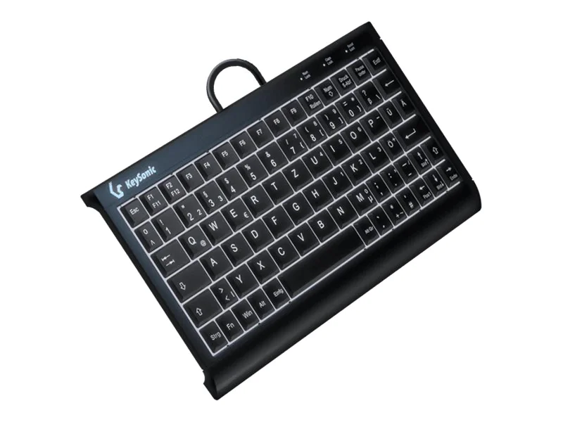KeySonic KSK-3011ELC (DE), Super-Mini Tastatur, integrierter Numernblock black, Combo, Kabelgebunden, USB, Membran Key Switch, QWERTZ, LED, Schwarz 60964