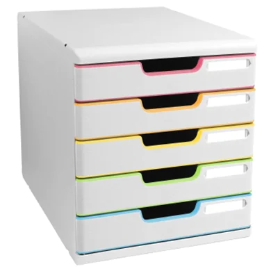Exacompta Schubladenbox MODULO 5 Schubladen DIN A4+ Polystyrol Gehäusefarbe: weiß Farbe der Schublade: weiß/harlekin Exacompta Schubladenbox MODULO 5 Schubladen DIN A4+ Polystyrol Gehäusefarbe: weiß Farbe der Schublade: weiß/harlekin