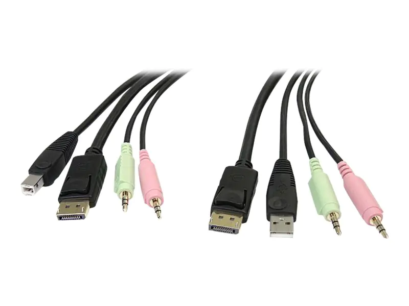 StarTech 1,8m 4-in-1 USB DisplayPort KVM-Switch Kabel mit Audio und Mikrofon - Video- / USB- / Audio-Kabel - USB, mini-phone stereo 3.5 mm, DisplayPort (M) zu USB, mini-phone stereo 3.5 mm, DisplayPort (M) - 1.8 m - geformt - Schwarz - für P/N: SV231DPU,