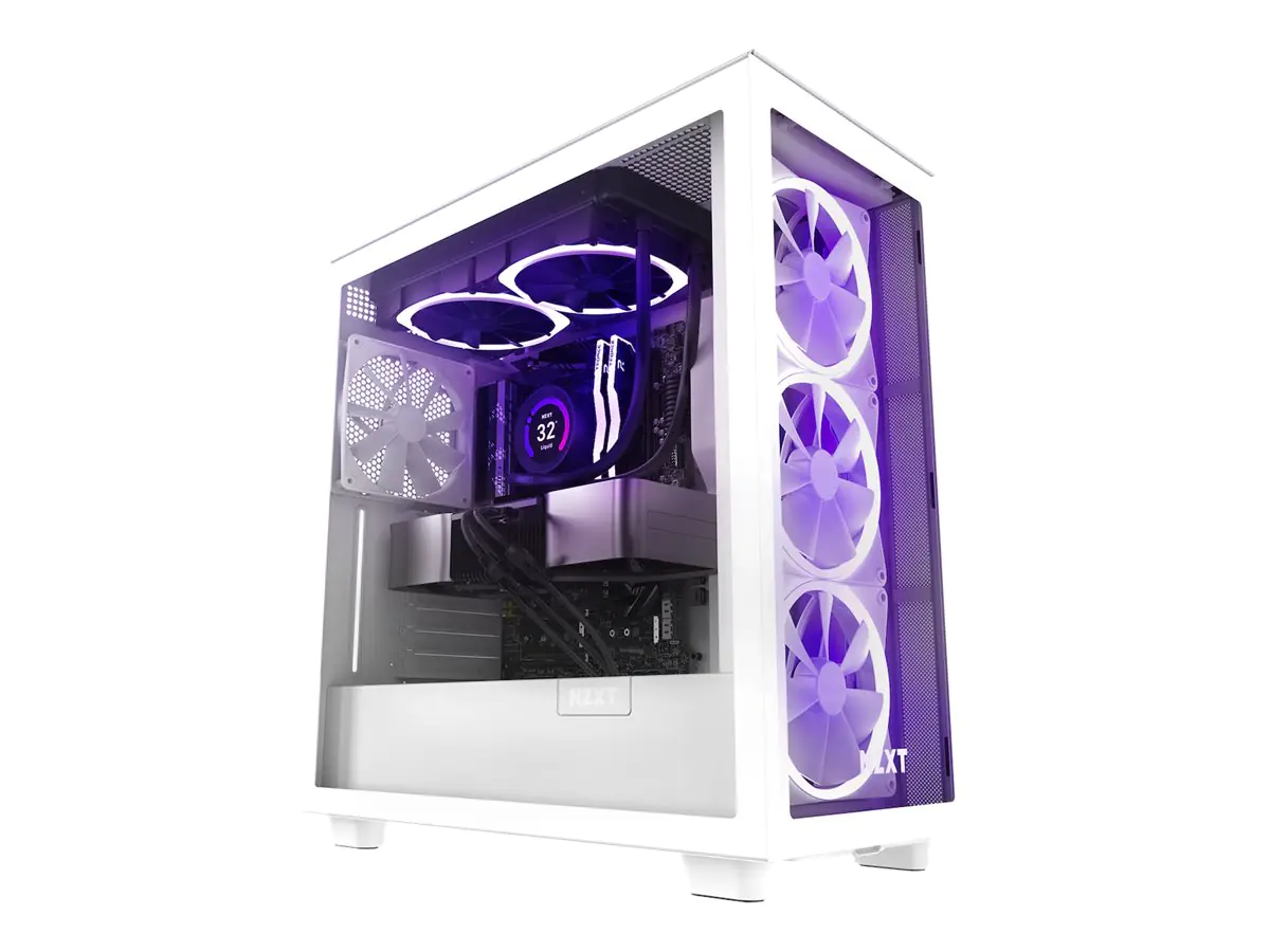 NZXT H series H7 Flow - Mid tower - ATX - Seitenteil mit Fenster (gehärtetes Glas) - keine Spannungsversorgung - Mattes Weiß - USB/Audio