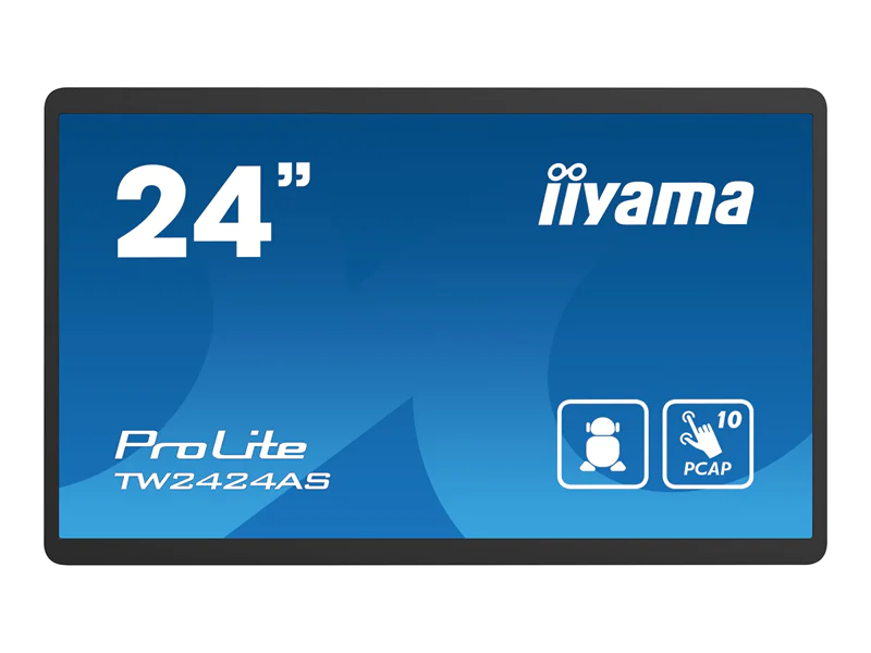 iiyama ProLite TW2424AS-B1 - LED-Monitor - 61 cm (24") (23.6" sichtbar) - feststehend - Touchscreen - 1920 x 1080 Full HD (1080p) @ 60 Hz - IPS - 1000:1 - 14 ms - HDMI - Lautsprecher - Schwarz, Matte