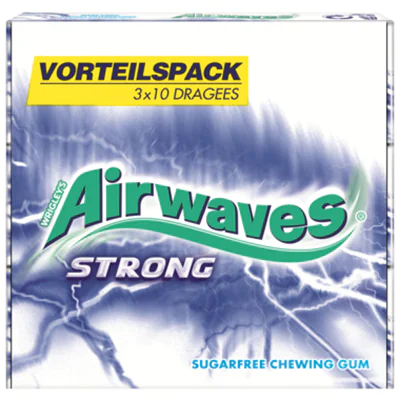 AIRWAVES® Kaugummi Strong 3 x 10 St./Pack. AIRWAVES® Kaugummi Strong 3 x 10 St./Pack.