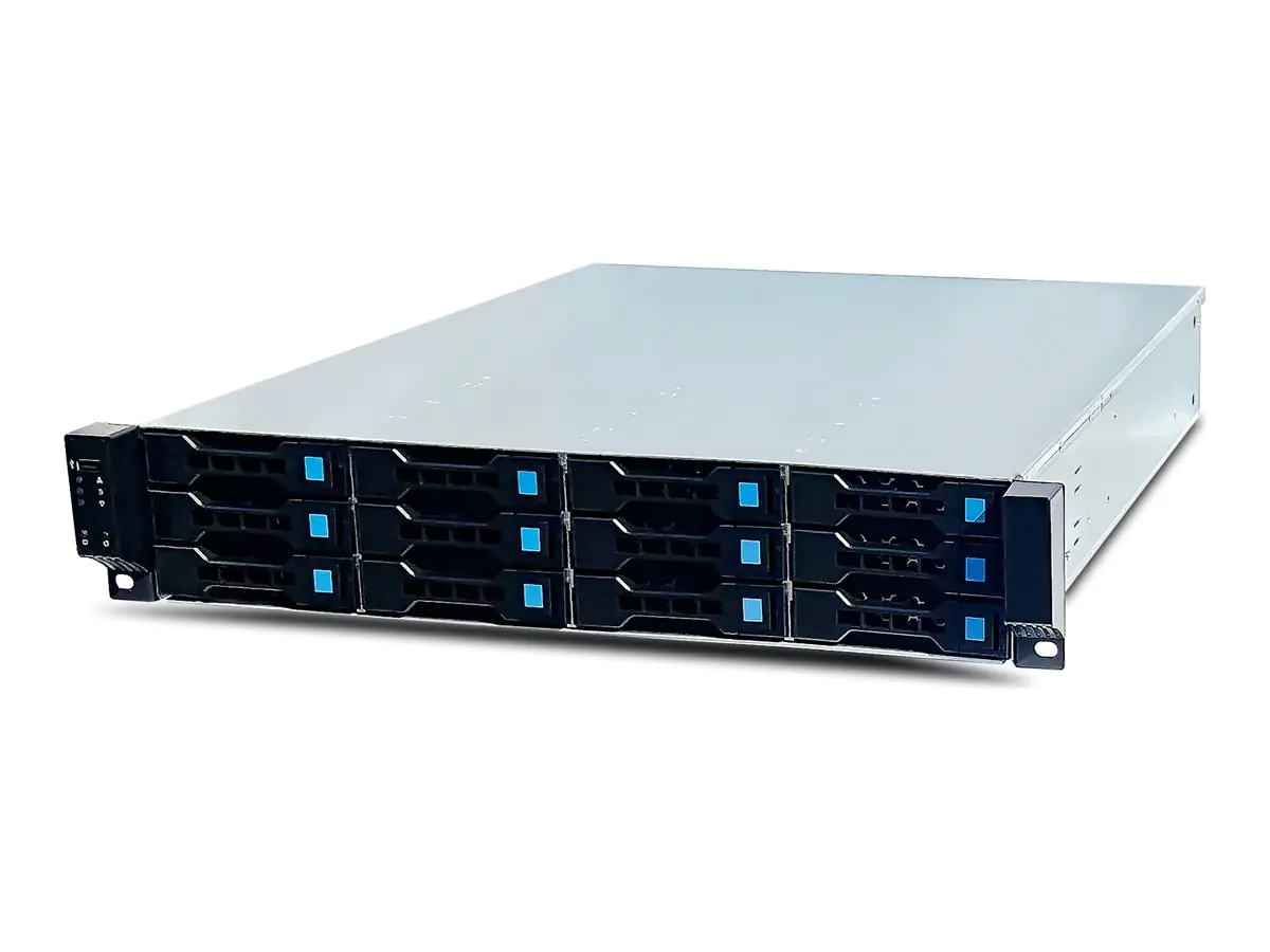Fantec SRC-2012X07-12G/6G - Rack-Montage 2U - SSI CEB - SATA/SAS - Hot-Swap - keine Spannungsversorgung - Schwarz, Silber - USB