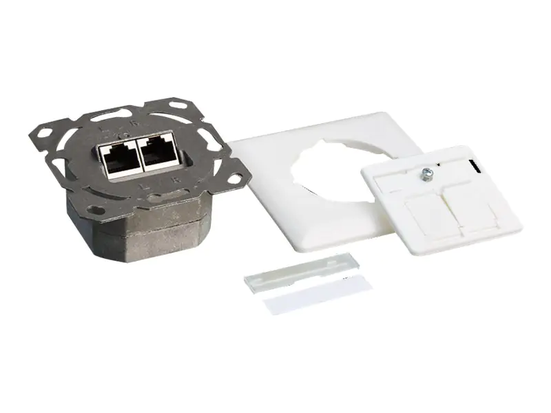 LogiLink - Anschlussdose, Unterputz - geeignet für Wandmontage - CAT 6a - STP - RJ-45 X 2 - RAL 9003, Signal White