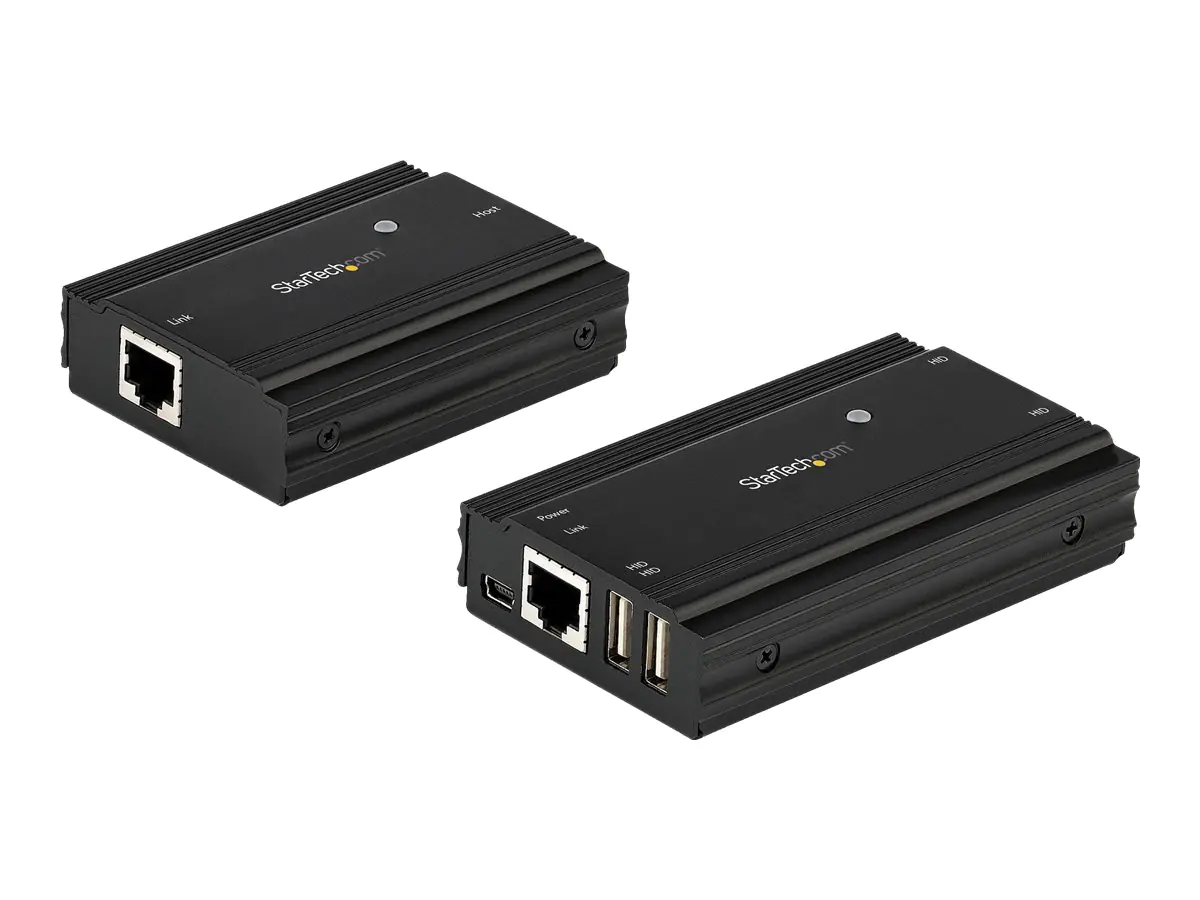 StarTech 4 Port USB 2.0 Extender-Hub über ein einzelnes CAT5e/CAT6 Ethernet Kabel (RJ45) - 100 m - USB Extender Hub Adapter - Metallgehäuse - Externe Stromversorgung - 480 Mbit/s (USB2004EXT100) - USB-Erweiterung - USB 2.0 - über CAT 5e/6 - bis zu 100 m