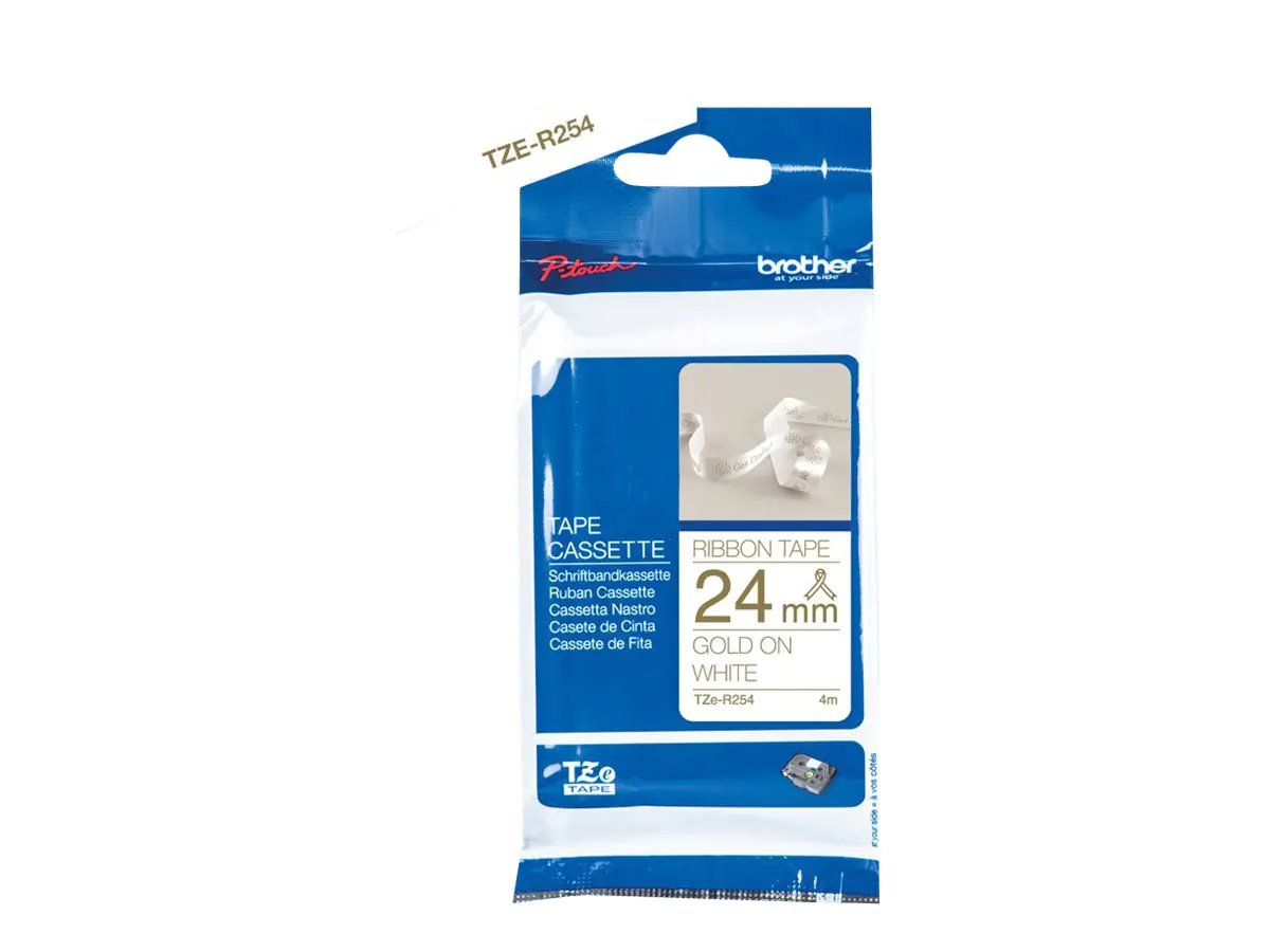 Brother TZe-R254 - Glänzend - Gold auf Weiß - Rolle (2,4 cm x 4 m) 1 Kassette(n) Band - für PT2430PC, PT2730, PT2730VP, PT9600, PTD600, PTD600VP, PTD800W, PTH500LI, PTP700, PTP710BT, PTP750W Brother TZe-R254 - Glänzend - Gold auf Weiß - Rolle (2,4 cm x 4 m) 1 Kassette(n) Band - für PT2430PC, PT2730, PT2730VP, PT9600, PTD600, PTD600VP, PTD800W, PTH500LI, PTP700, PTP710BT, PTP750W