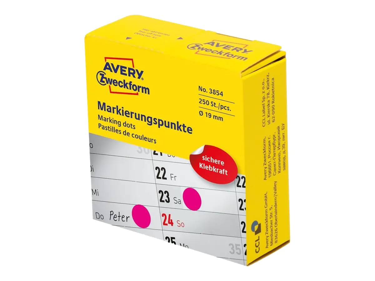 Avery Zweckform Bezeichnungsschild - Magenta (Packung mit 250) 3854