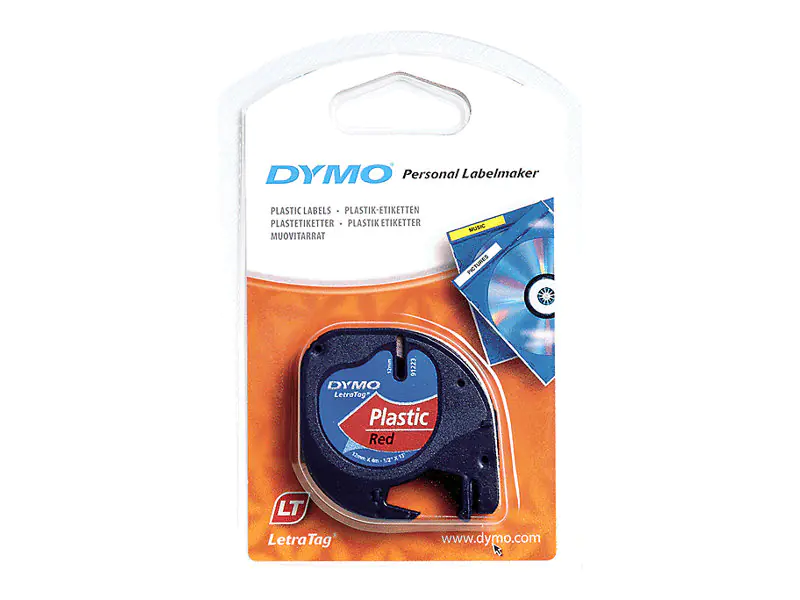 Dymo LetraTAG - Kunststoff - schwarz auf rot - Rolle (1,2 cm x 4 m) S0721630