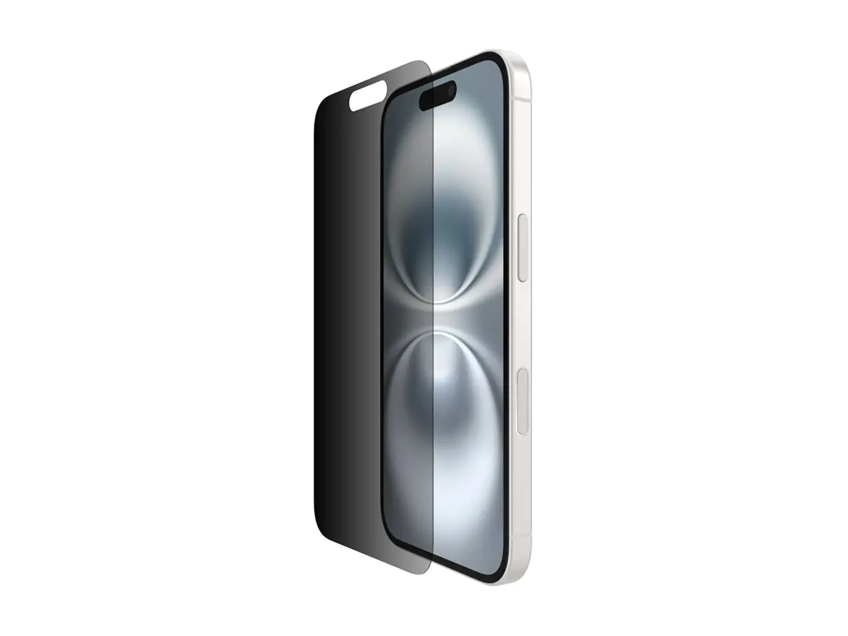 Belkin InvisiGlass - Bildschirmschutz für Handy - behandelt - Glas - mit Sichtschutzfilter - 2-Wege - für Apple iPhone 14 Pro, 15, 16