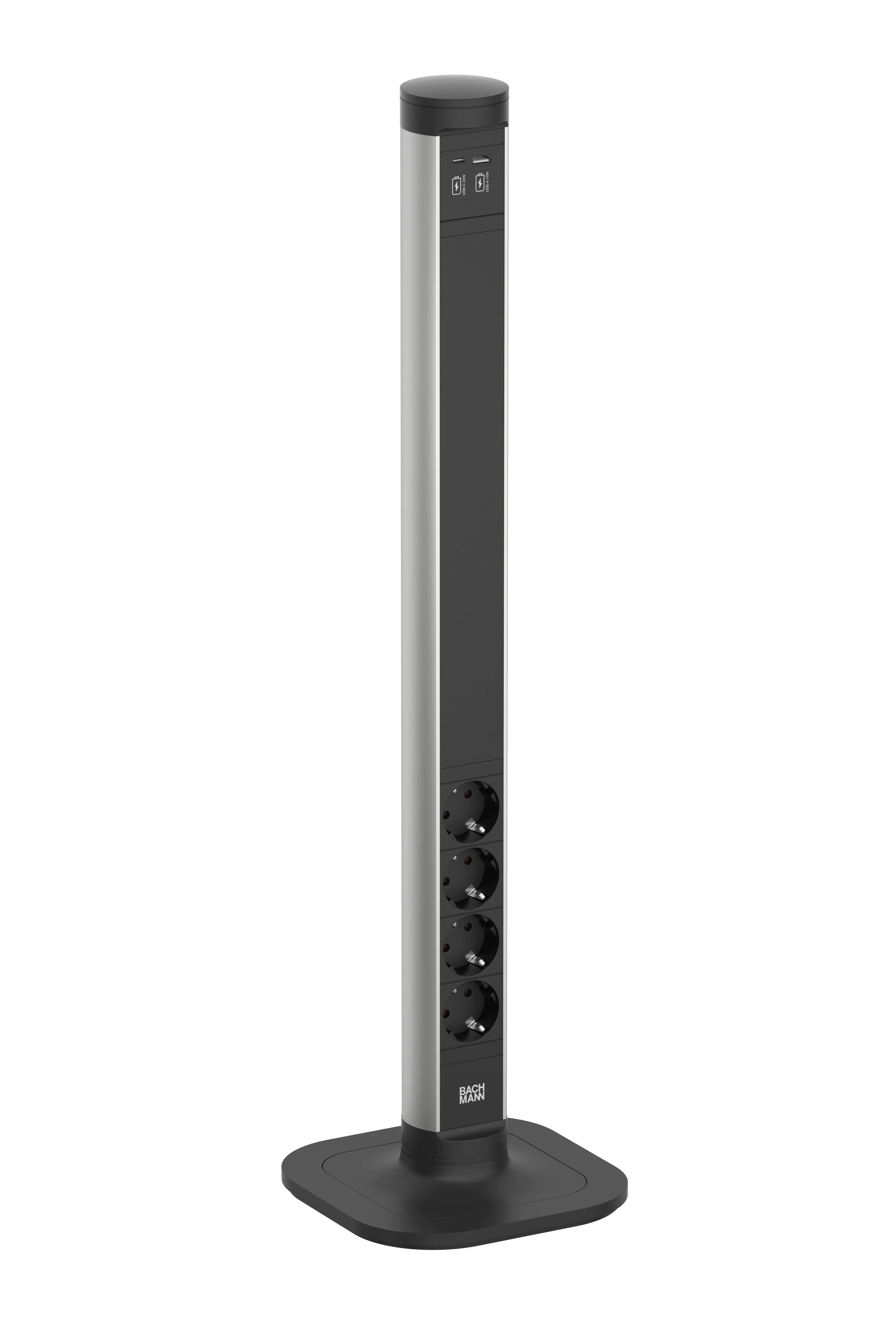 Bachmann CYCLE - Steckdosenleiste (Stabmontage) - Ausgangsanschlüsse: 4 (4 x CEE 7/3, 24 pin USB-C, USB) 709.101