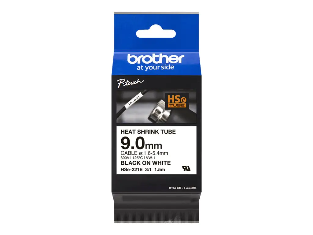 Brother HSe-211E - Schwarz auf Weiß - Rolle (0,52 cm x 1,5 m) 1 Kassette(n) Hängebox - Schrumpfschlauch-Band - für P-Touch PT-D800, PT-E300, PT-E310, PT-E550, PT-P700, PT-P750, PT-P900, PT-P950 Brother HSe-211E - Schwarz auf Weiß - Rolle (0,52 cm x 1,5 m) 1 Kassette(n) Hängebox - Schrumpfschlauch-Band - für P-Touch PT-D800, PT-E300, PT-E310, PT-E550, PT-P700, PT-P750, PT-P900, PT-P950