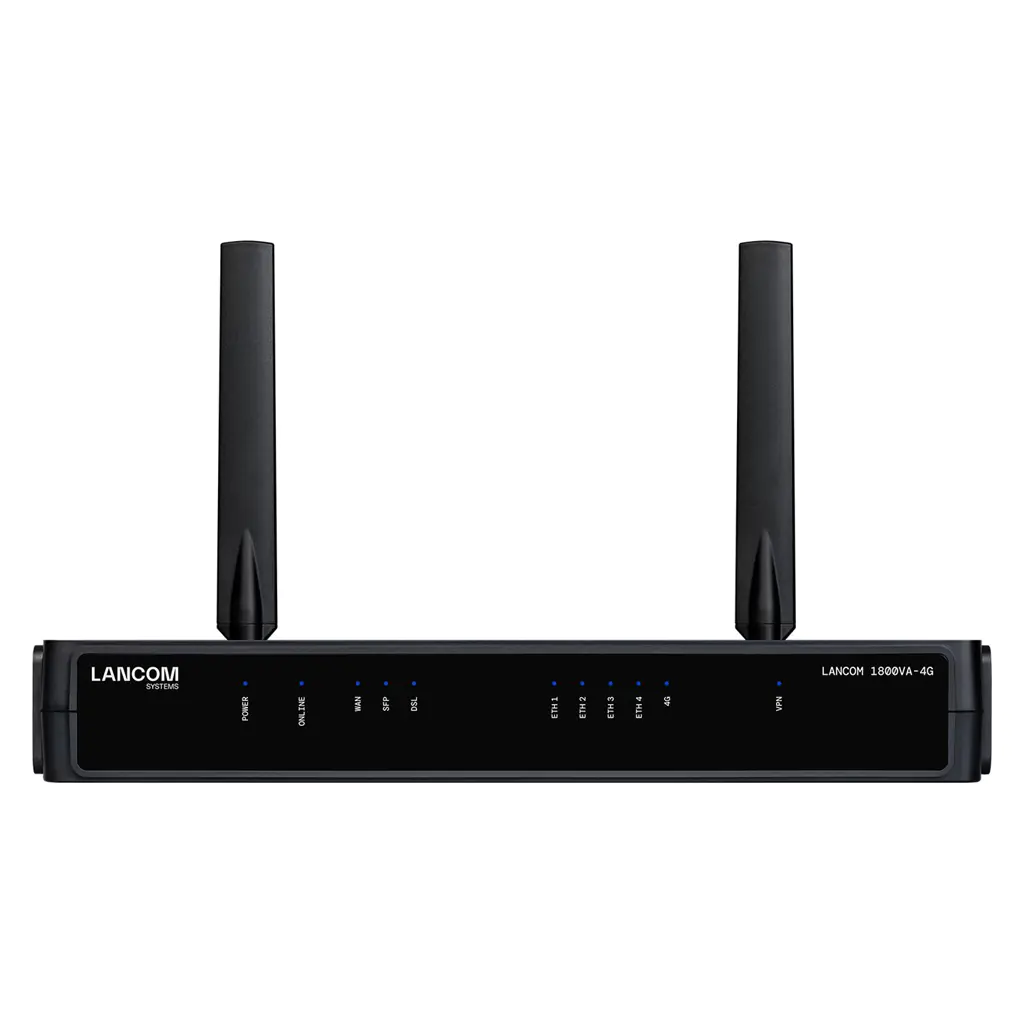 LANCOM 1800VA-4G - Router - DSL-Modem 4-Port-Switch - 1GbE - WAN-Ports: 2 - 3G, 4G - VoIP-Gateway - wandmontierbar LANCOM 1800VA-4G - Router - DSL-Modem 4-Port-Switch - 1GbE - WAN-Ports: 2 - 3G, 4G - VoIP-Gateway - wandmontierbar