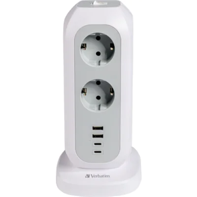 Verbatim Tischsteckdosenleiste 11 Steckdosen 2m 4 USB Ports weiß/grau Verbatim Tischsteckdosenleiste 11 Steckdosen 2m 4 USB Ports weiß/grau