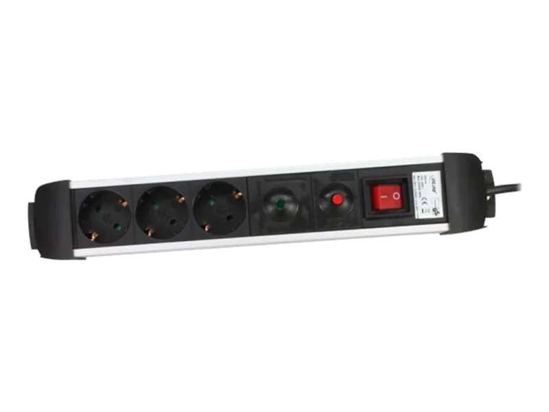 InLine Steckdosenleiste Alu - 3-fach Schutzkontakt - mit Ü-Schutz - Schalter - 1,5m 16431A