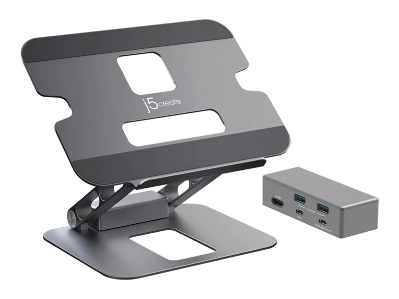 j5create JTS327-N Multi-Winkel 4K Dockingstation, Laptop-Ständer, Grau, Aluminium, 40,6 cm (16"), 4 kg, Windows laptop / Mac