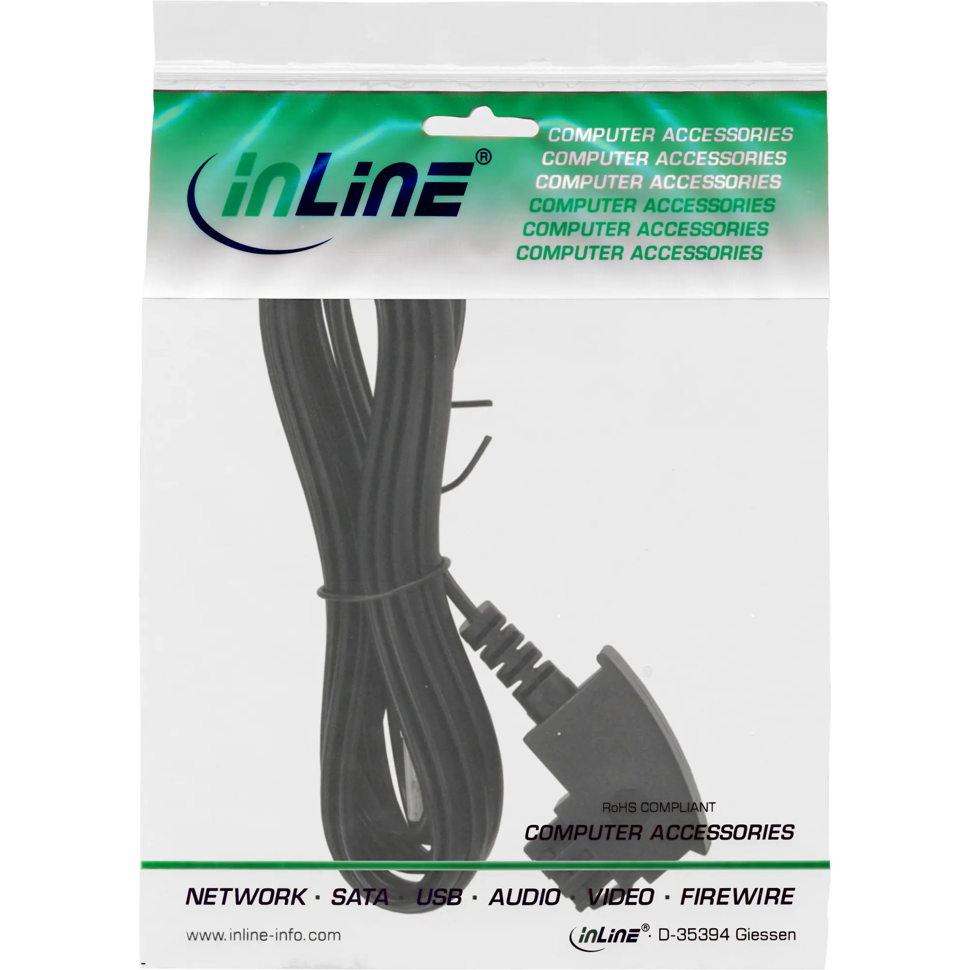InLine DSL Kabel - TAE-F Stecker auf RJ45 8P2C - schwarz - 3 m 18503