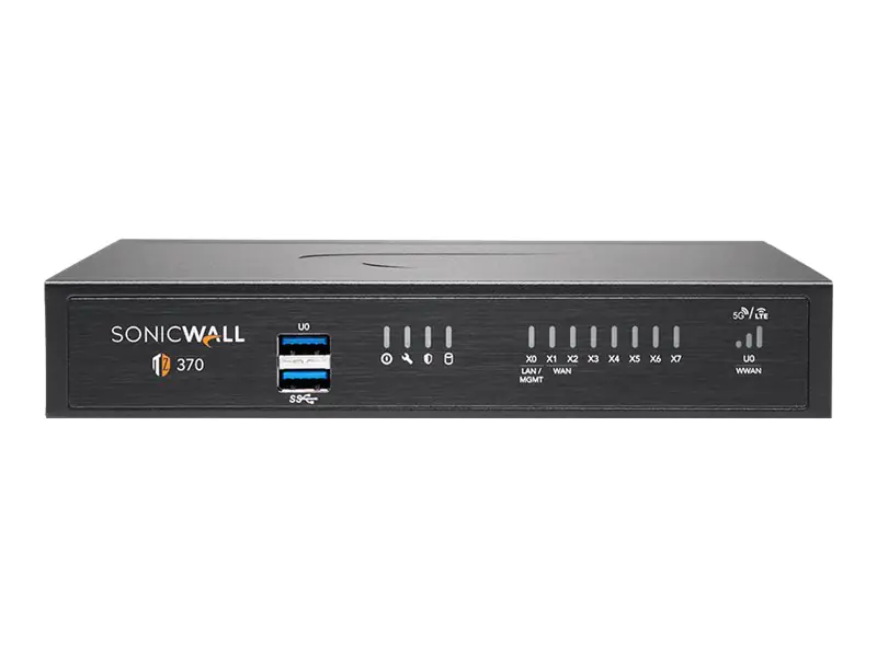 SonicWALL TZ370 - Essential Edition - Sicherheitsgerät - 1GbE - onicWALL Secure Upgrade Plus Programm (2 Jahre Option) - Desktop