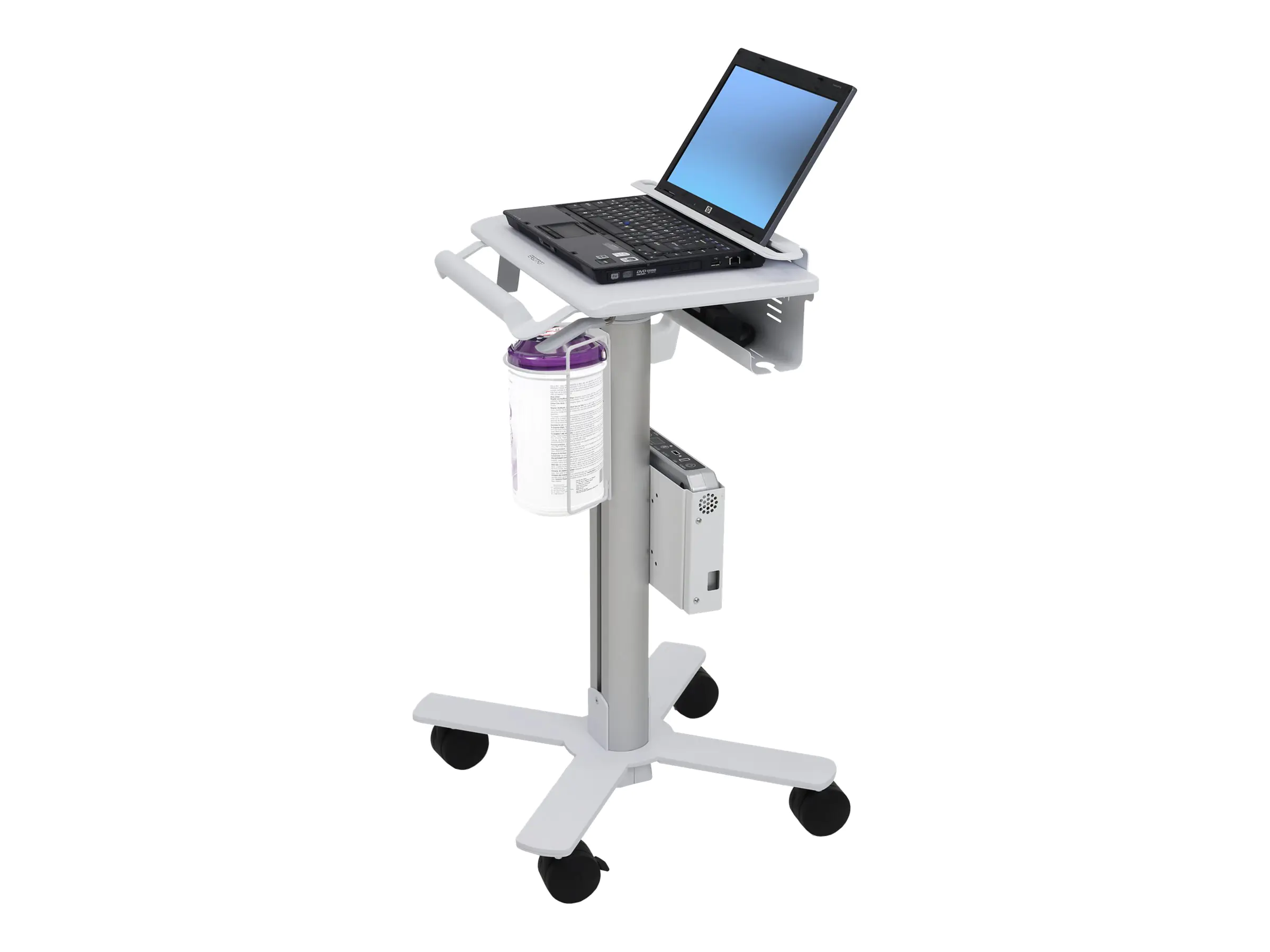 Ergotron Wagen - leichtes Design - für Notebook / Barcode-Scanner - medizinisch - Stahl - weiß, Aluminium - Bildschirmgröße: bis zu 43,2 cm (bis zu 17") SV10-1100-0