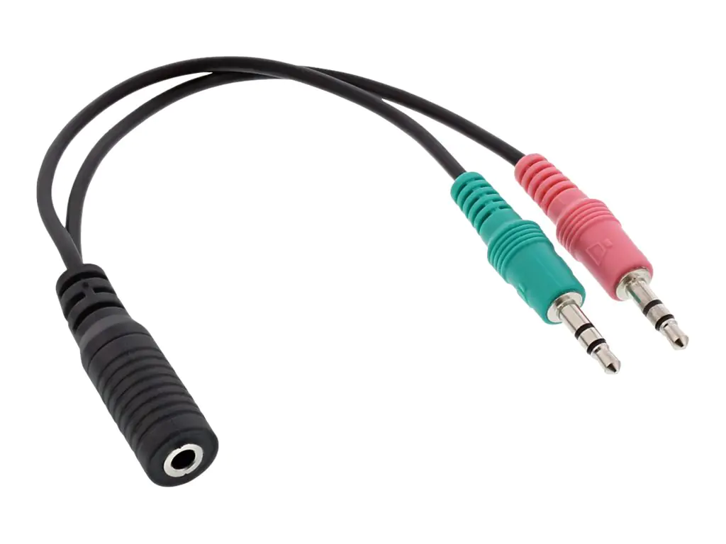InLine - Headsetadapter - Mini-Stecker männlich zu 4-poliger Mini-Stecker weiblich - 15 cm - Schwarz