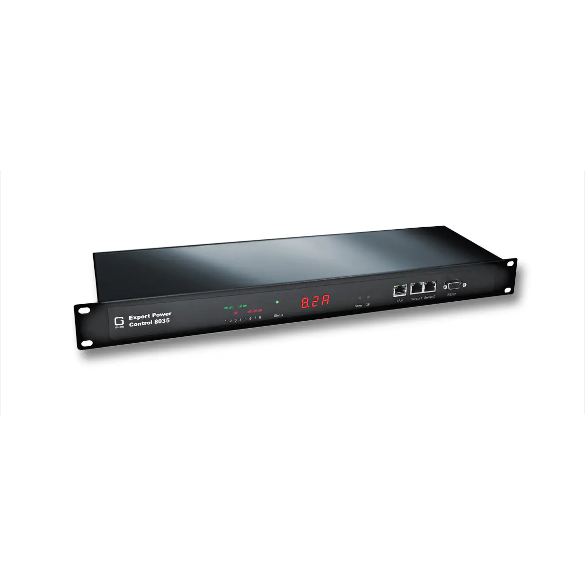 GUDE 8035 Series Expert Power Control NET - Power Control Unit (Rack - einbaufähig) - Wechselstrom 230 V - 3600 Watt - Ethernet 10/100, serial - Ausgangsanschlüsse: 8 - 48.3 cm (19") - Schwarz