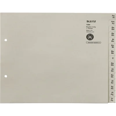 Leitz Registerserie 13040085 DIN A4 A-Z für 4Ordner Tauenpapier grau